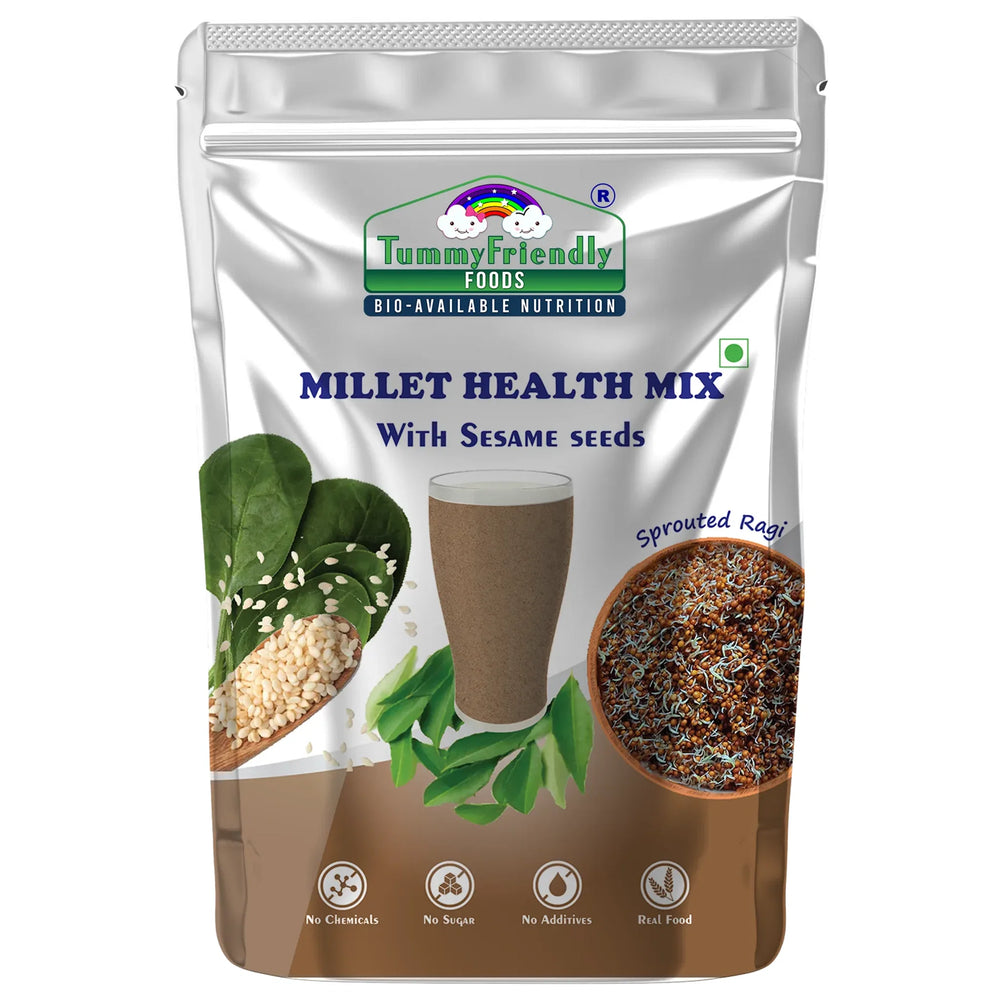 Tummy Friendly Foods Organic Millet Health Mix With Sesame Seeds and Curry Leaves 800 g - EarthBased