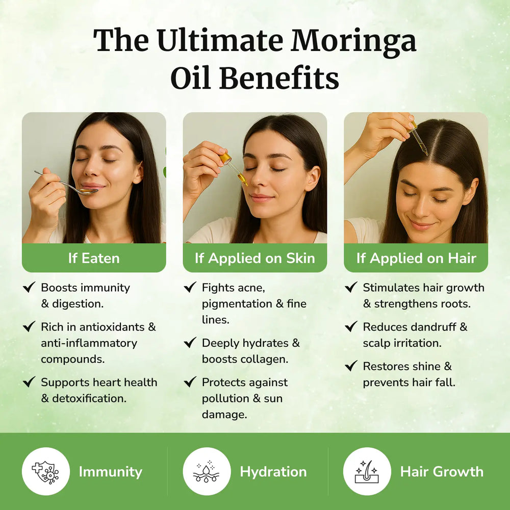 Daivik Moringa Seeds Cold Pressed Oil | 100% Natural | Hair Growth & Skin Care | 100 ml - EarthBased