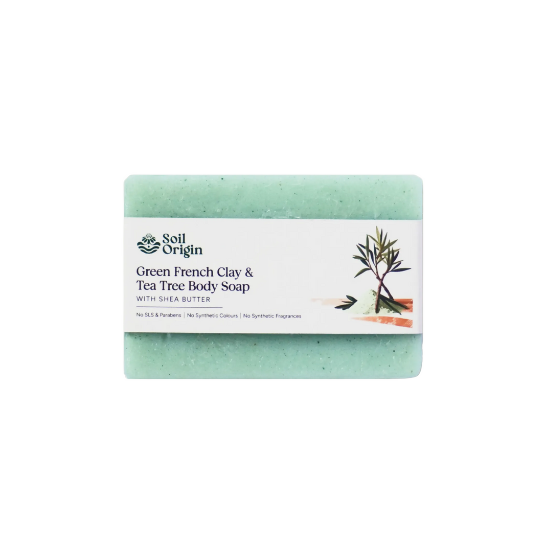 Green French Clay & Tea Tree Body Soap With Shea Butter - 100 Gm | Pack of 2 - EarthBased