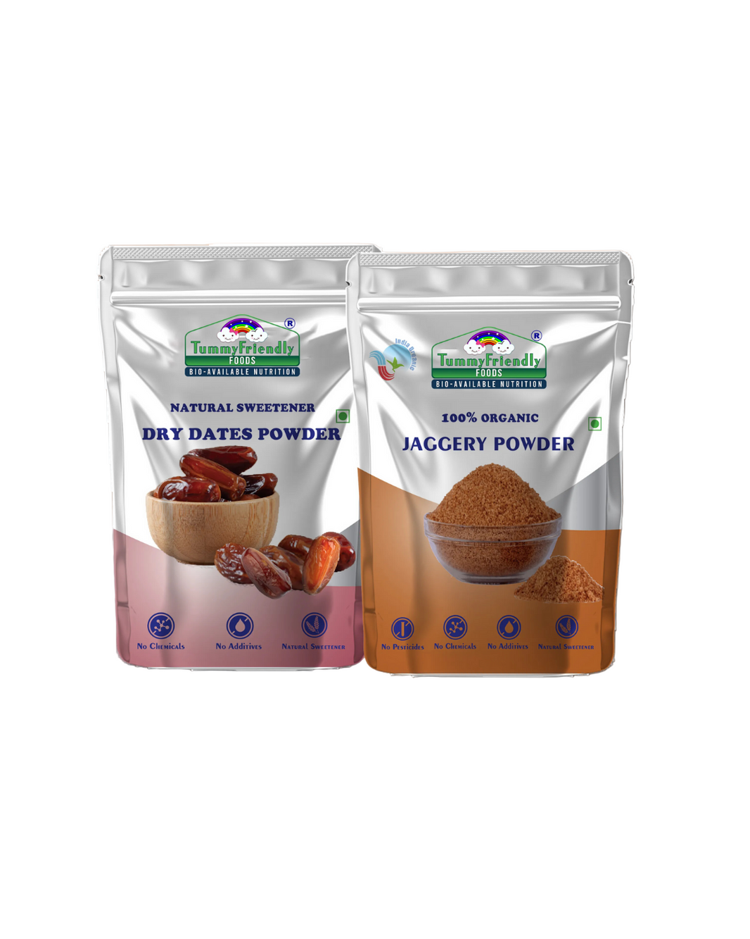 TummyFriendly Foods Natural Sweeteners Premium Dates, Organic Jaggery Powder - 2 Packs, 200g Each Cereal (400 g, Pack of 2) - EarthBased
