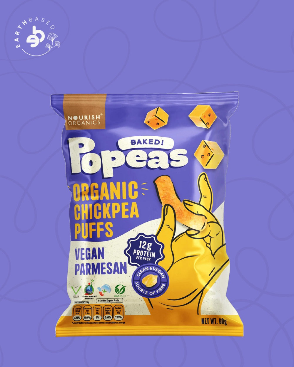 Nourish Organics Chickpea Puffs | VEGAN PARMESAN (Pack x4) - EarthBased