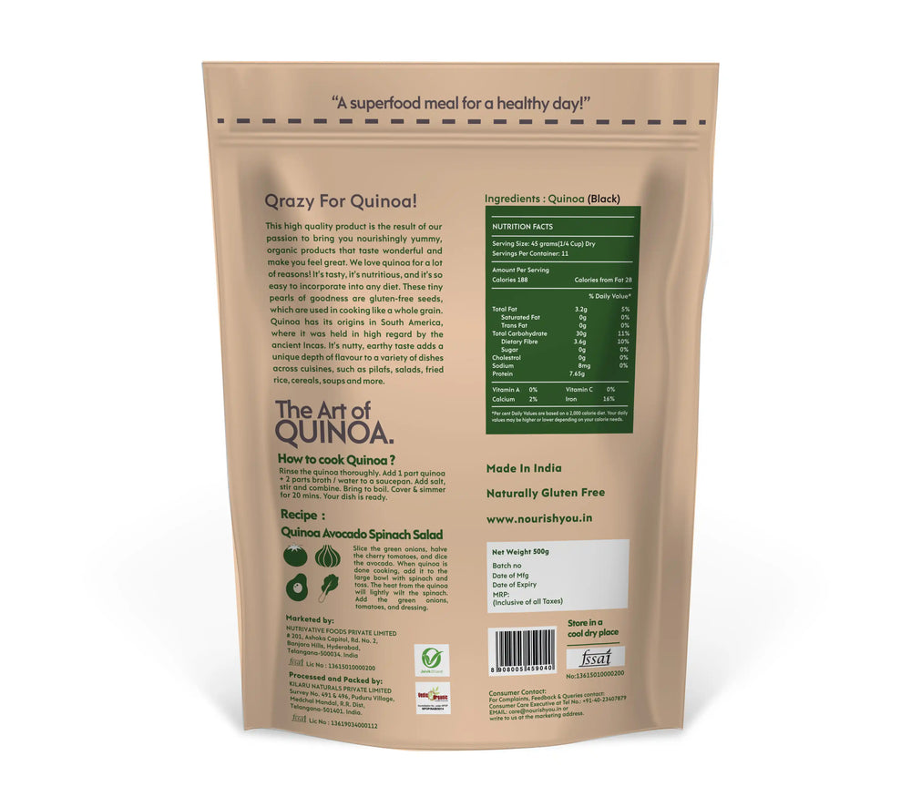 Nourish You ORGANIC BLACK QUINOA 500G - EarthBased