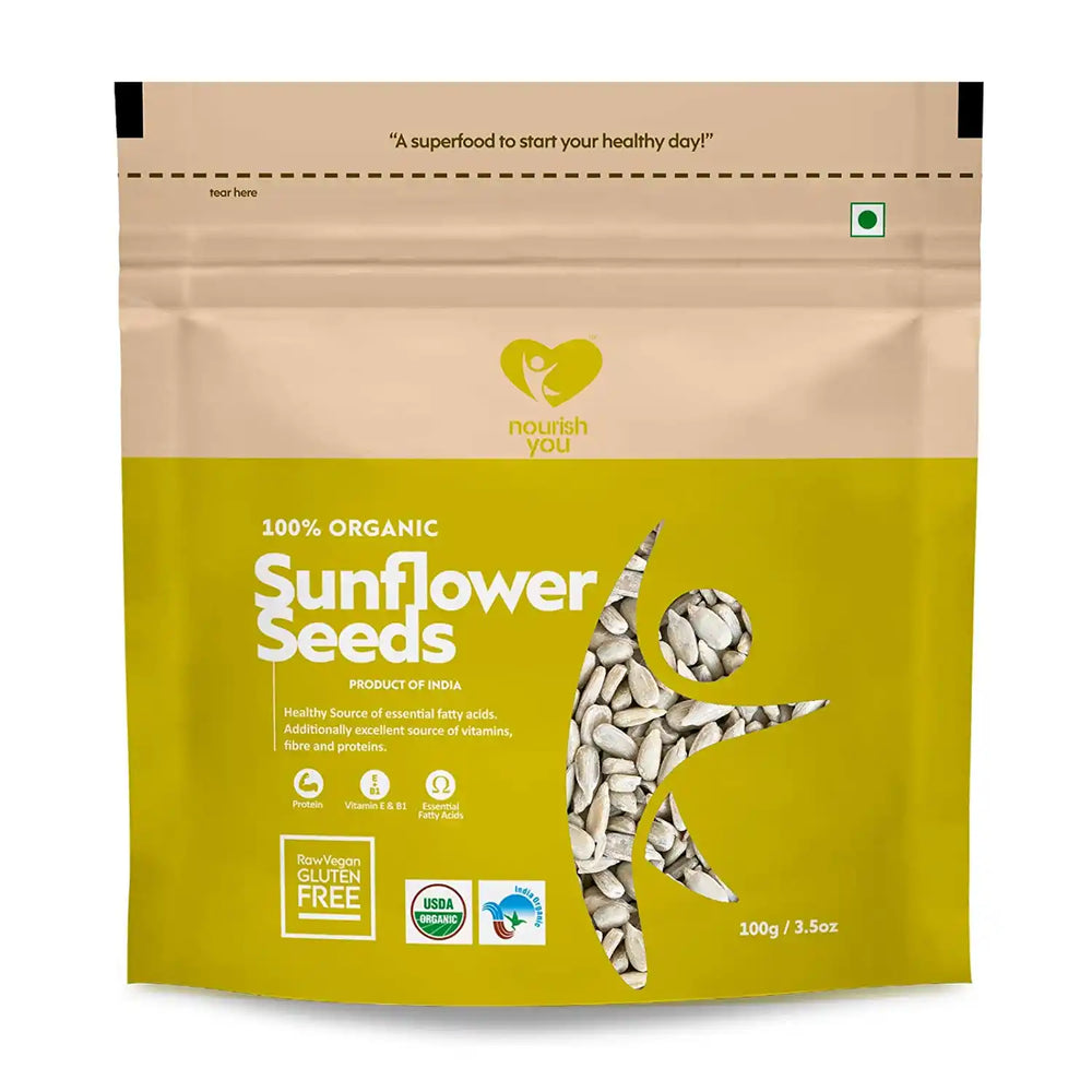 Nourish You ORGANIC RAW SUNFLOWER SEEDS 100G | Pack of 3 - EarthBased