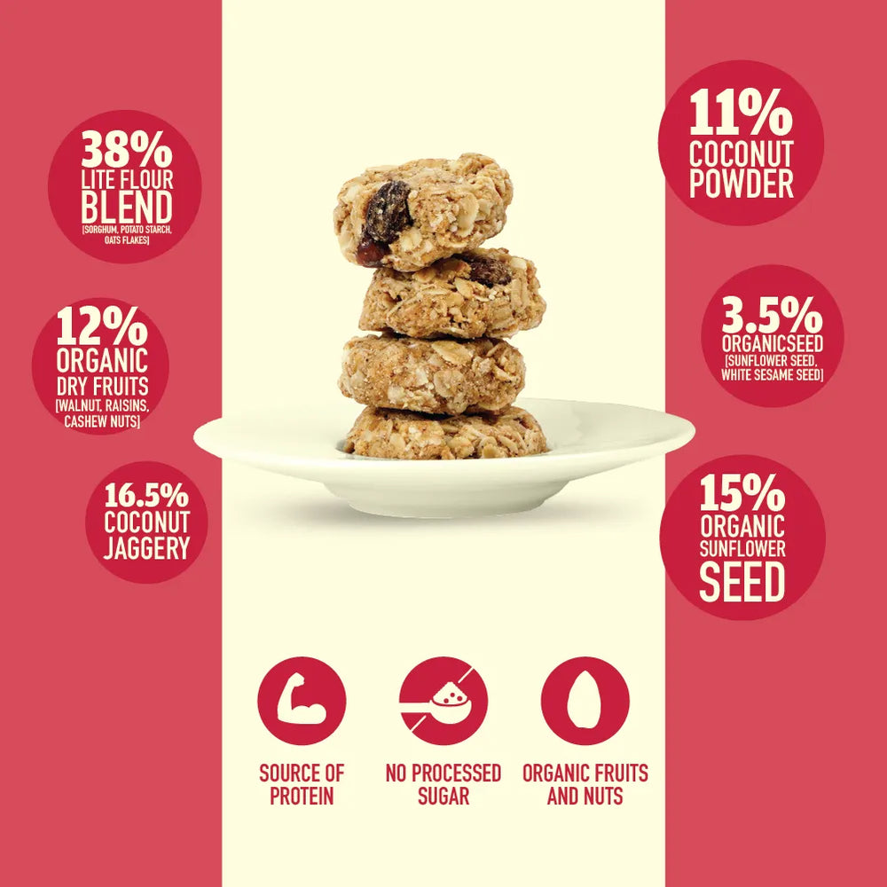 Nourish Organics Oats Cranberry Cookies (Pack of 5x2) - Wheat-Free - EarthBased