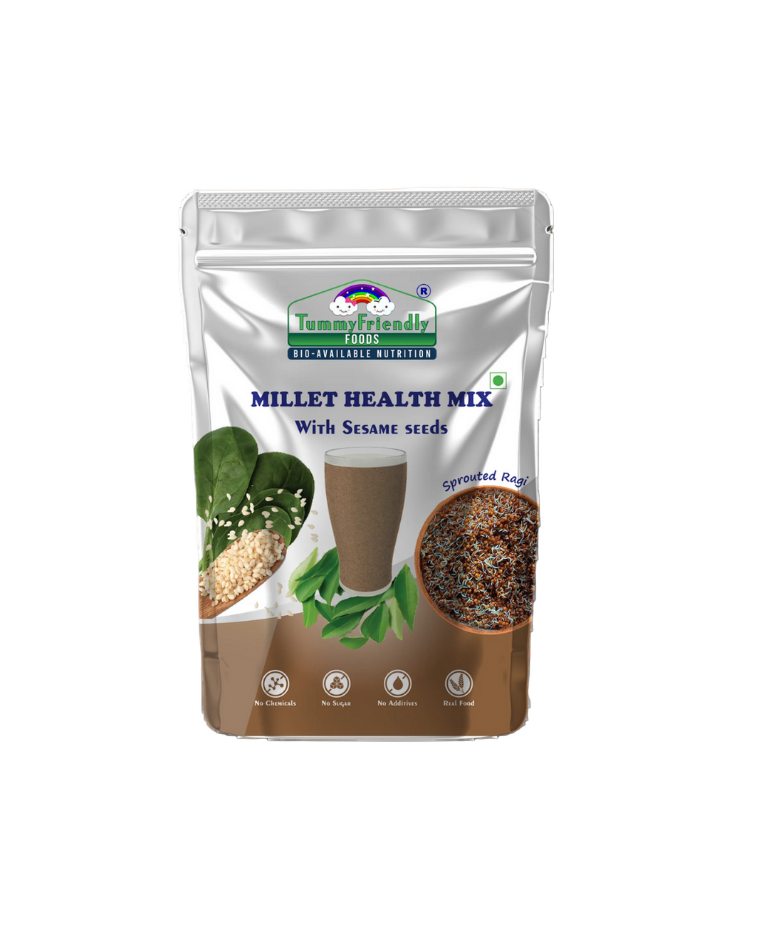 Tummy Friendly Foods Organic Millet Health Mix With Sesame Seeds and Curry Leaves 800 g - EarthBased
