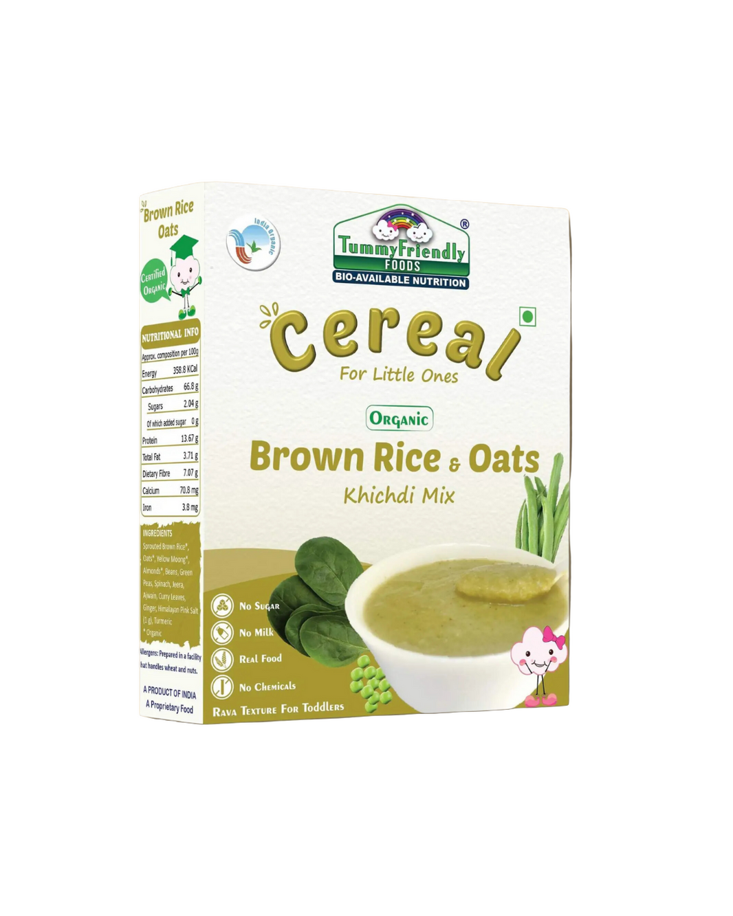 TummyFriendly Foods Organic Brown Rice, Oats Khichdi Mix for Toddler, 1 year plus Cereal (200 g) - EarthBased