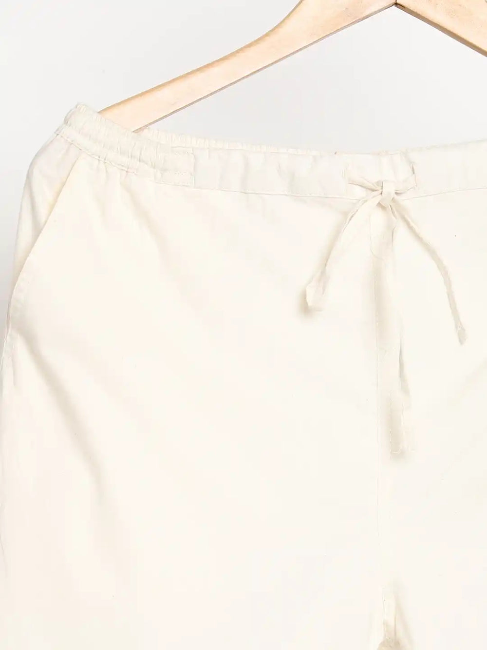 Organic Cotton & Natural Dyed Womens Raw White Color Slim Fit Pants by Livbio - EarthBased