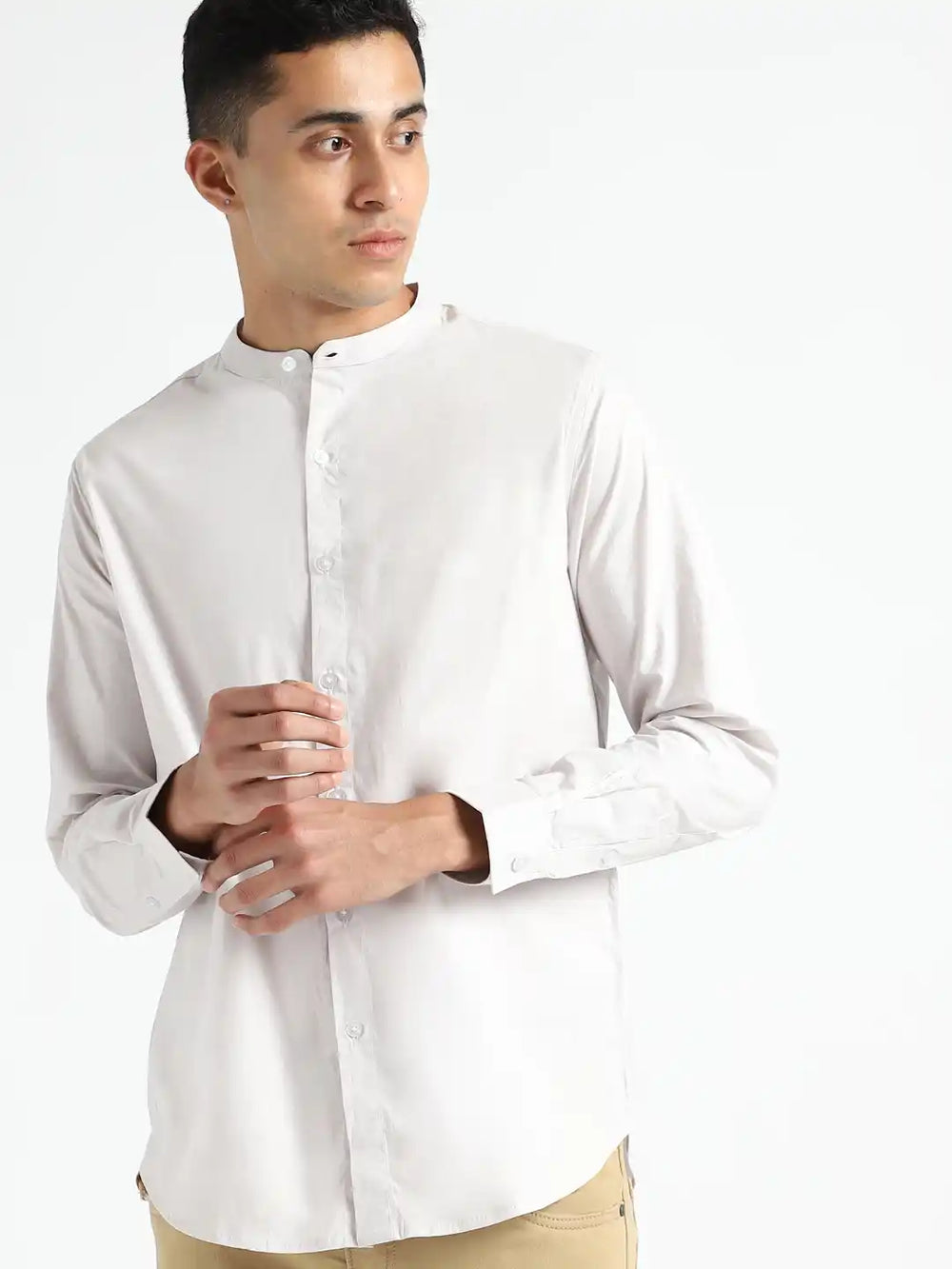 Organic Cotton & Naturally Dyed Mens Round Neck Ash Grey Shirt by Livbio - EarthBased