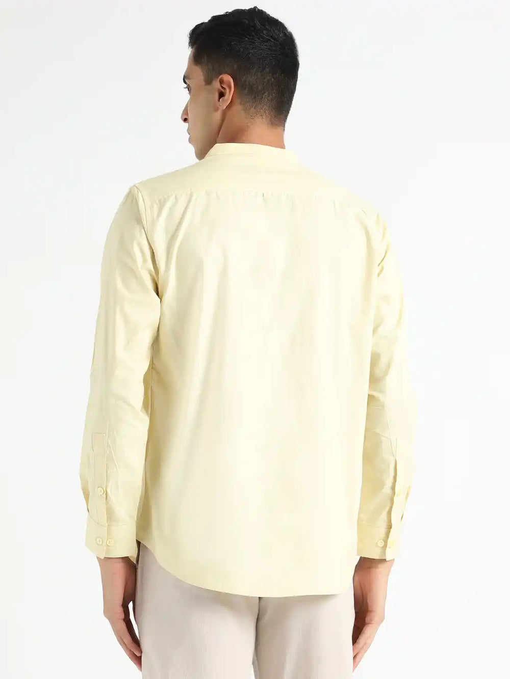 Organic Cotton & Naturally Dyed Mens Round Neck Lemon Yellow Shirt by Livbio - EarthBased