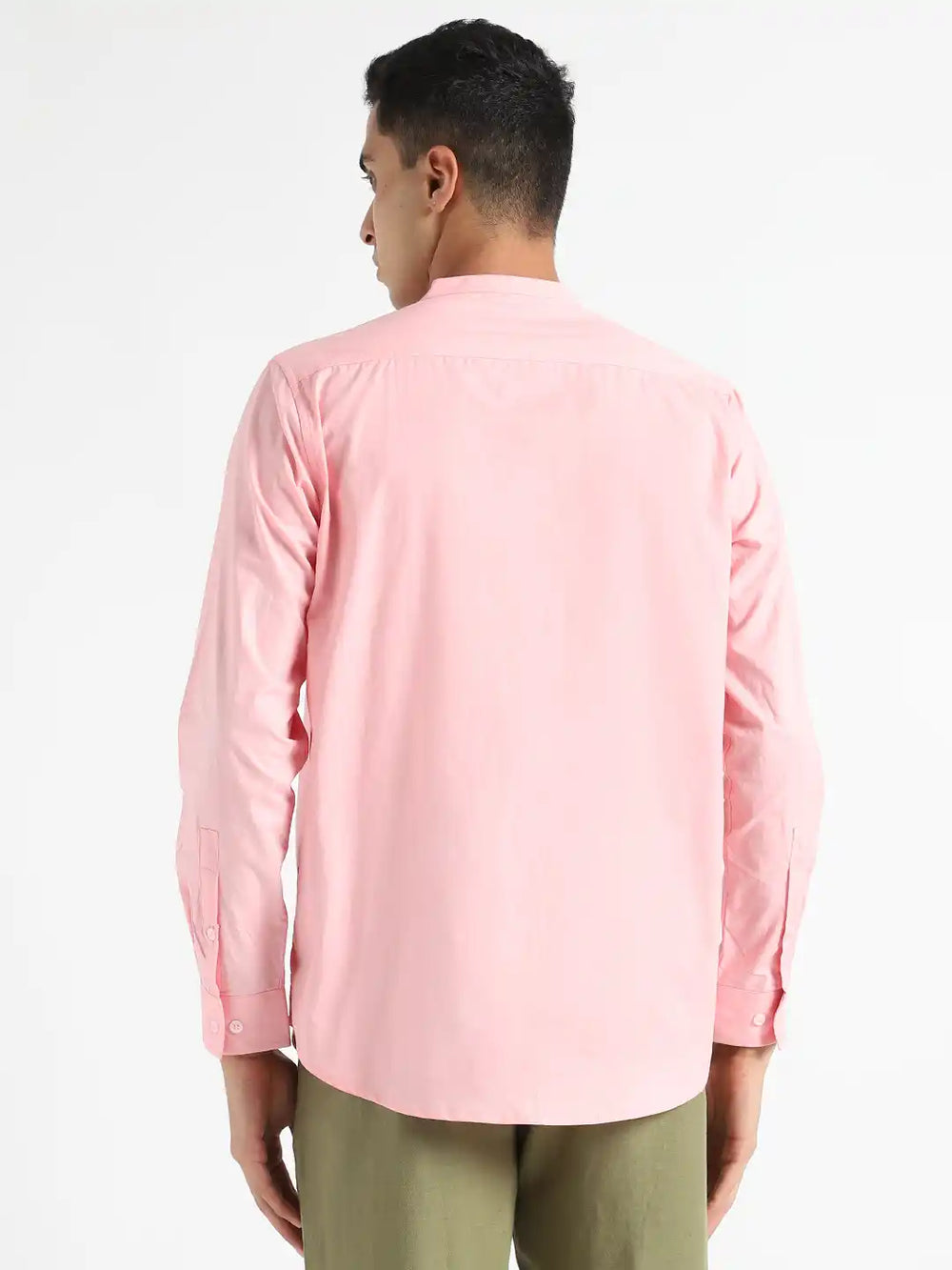Organic Cotton & Naturally Dyed Mens Round Neck Pink Shirt by Livbio - EarthBased
