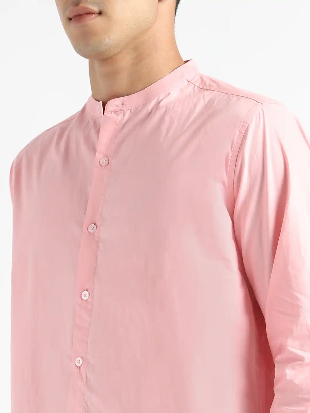 Organic Cotton & Naturally Dyed Mens Round Neck Pink Shirt by Livbio - EarthBased
