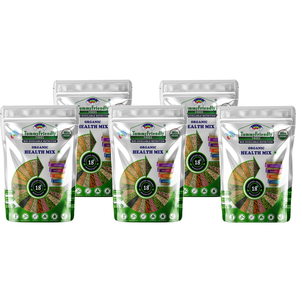 TummyFriendly Foods 100% Organic Health Mix for Kids and Adults. No Chemicals, No Pesticides, No GMO 500 g (Pack of 5) - EarthBased