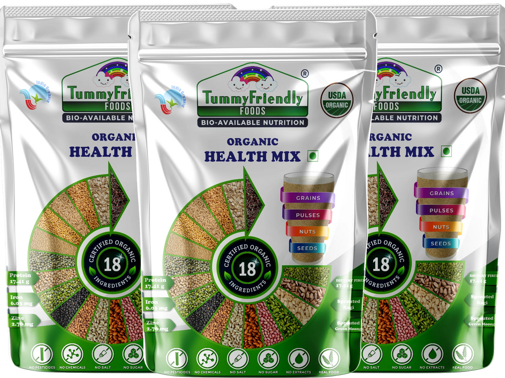 TummyFriendly Foods 100% Organic Health Mix for Kids and Adults. No Chemicals, No Pesticides 300 g (Pack of 3) - EarthBased