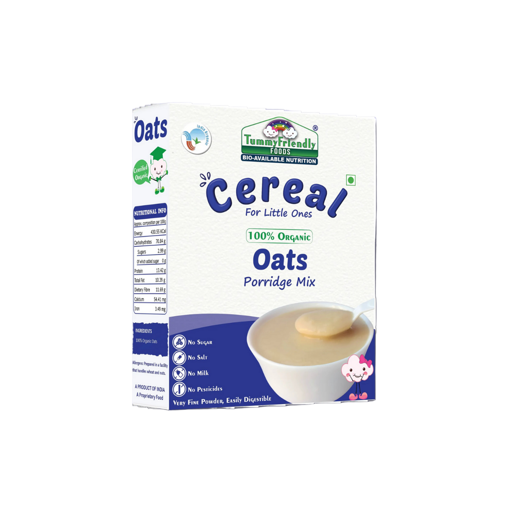 TummyFriendly Foods Certified 100% Organic Oats Porridge Mix | Organic Baby Food for 6 Months Old | Rich in Beta-Glucan, Protein & Fibre| Cereal (2 x 200 g, 6+ Months) - EarthBased