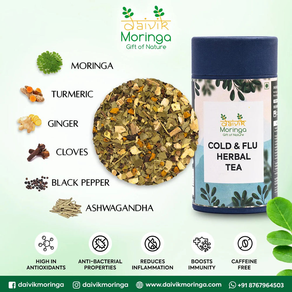 Cold & Flu Herbal Tea | Daivik Moringa - EarthBased