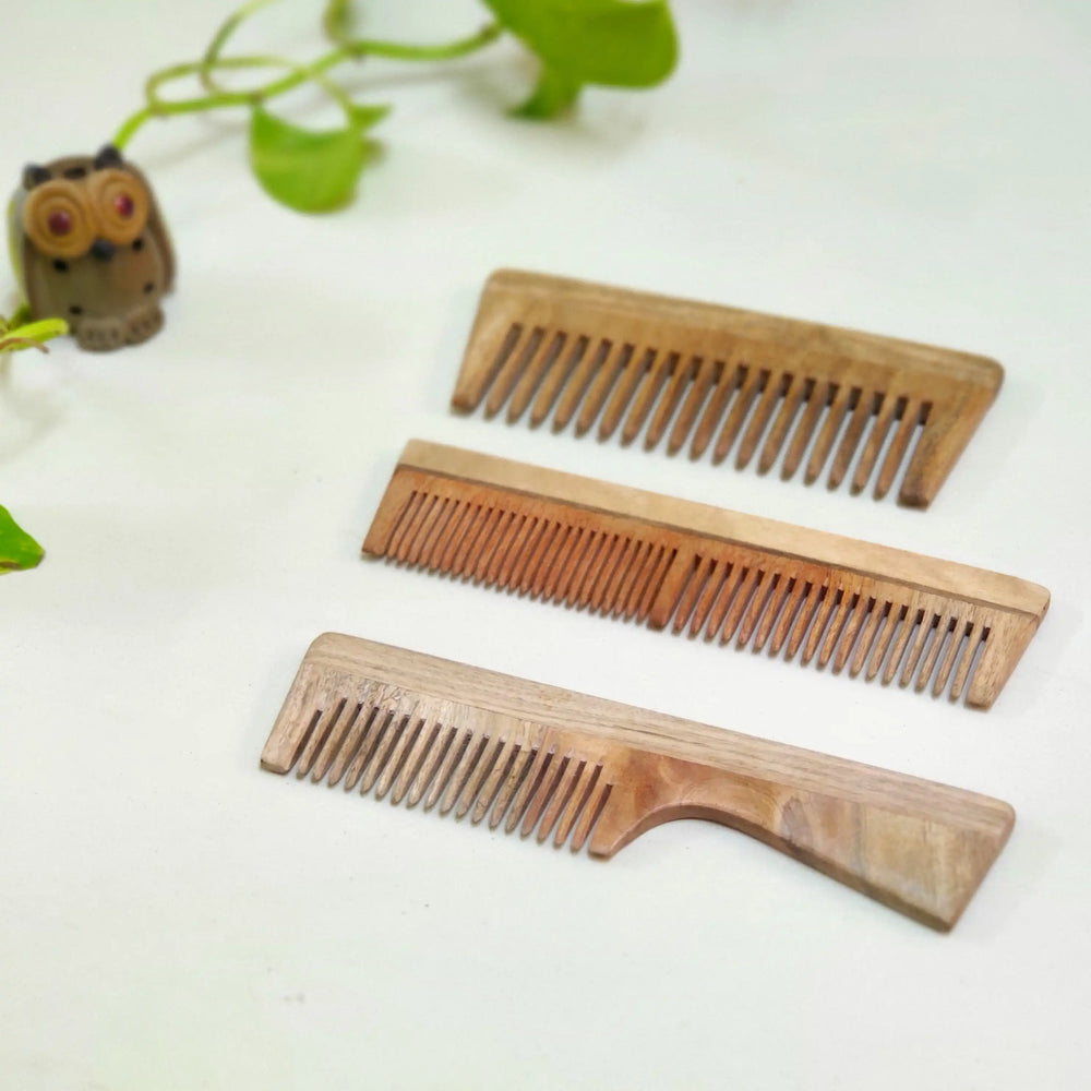 Green Foot Print Neem Wood Comb - EarthBased