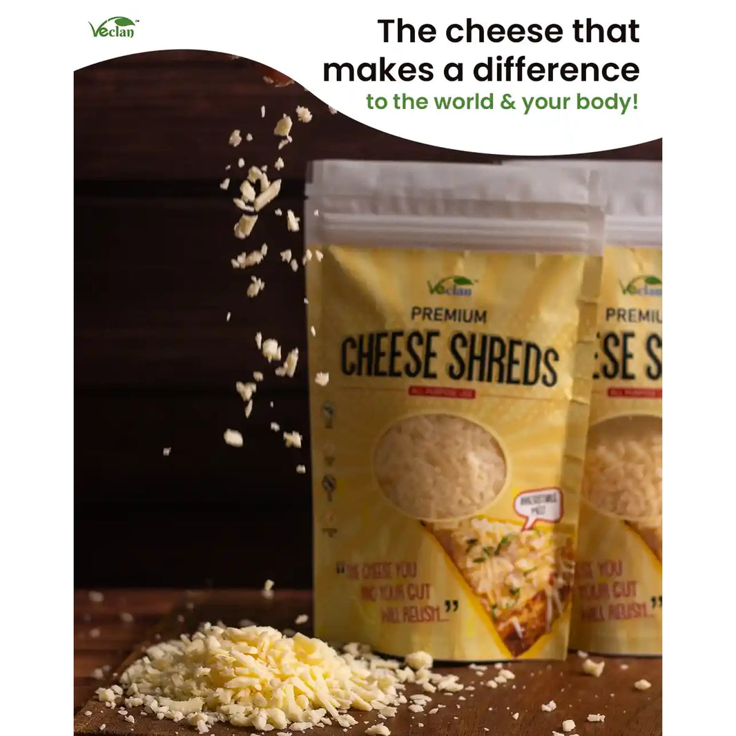 Premium vegan cheese shred – dairy-free plant-based melting cheese for pizzas, pastas and cooking