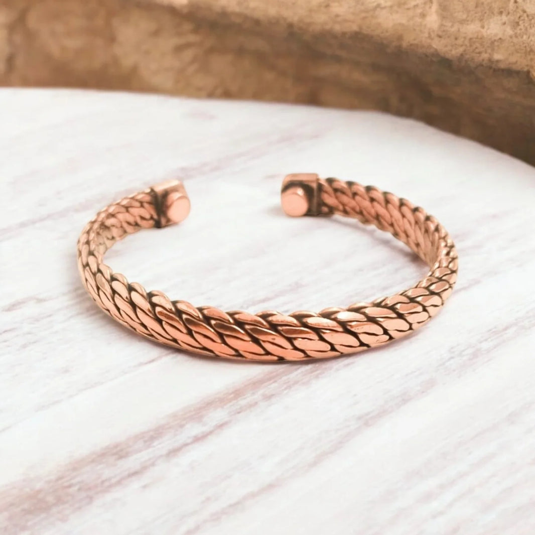Pure Copper Magnetic Therapy Band Adjustable, Stylish Design with Powerful Magnets - EarthBased