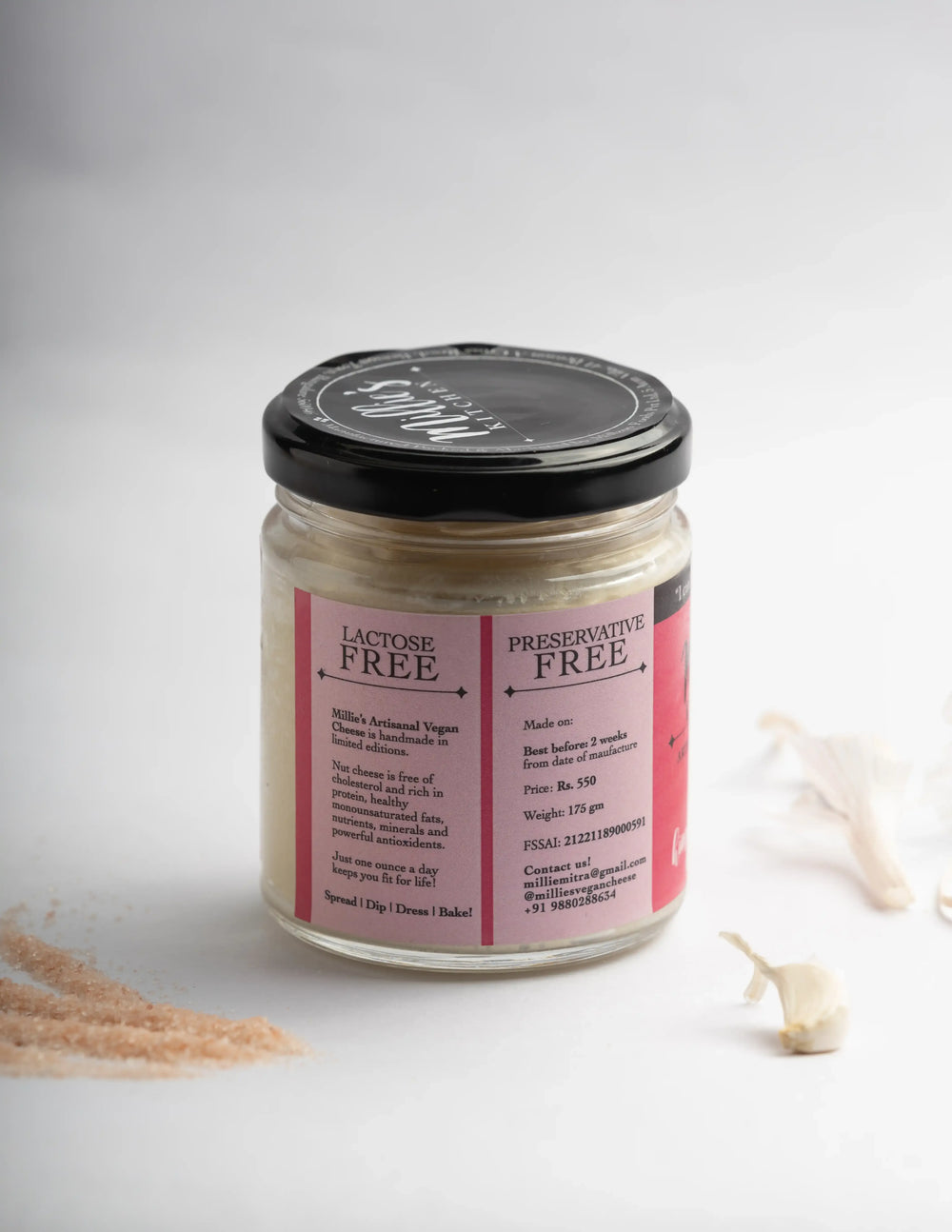 Garlic and Pink Himalayan Salt | Millie's Vegan Cheese - EarthBased