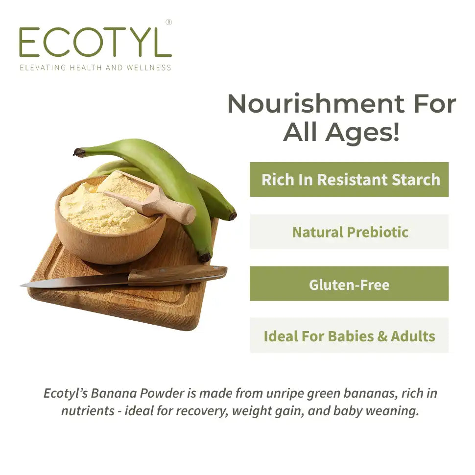 Ecotyl Raw Banana Powder | Prebiotic Superfood | Supports Gut Health | 200g - EarthBased