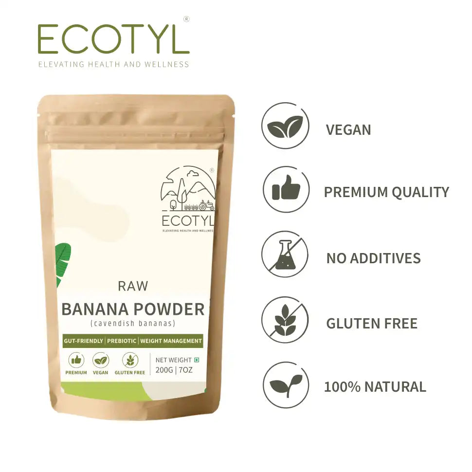 Ecotyl Raw Banana Powder | Prebiotic Superfood | Supports Gut Health | 200g - EarthBased