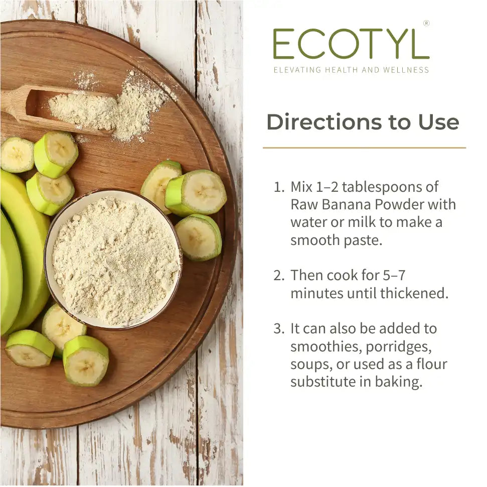 Ecotyl Raw Banana Powder | Prebiotic Superfood | Supports Gut Health | 200g - EarthBased