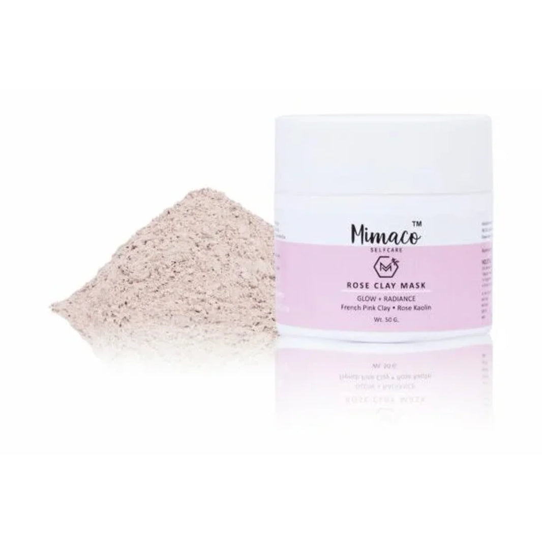 Mimaco Rose Clay Mask – promotes natural glow and skin radiance, deep pore cleansing, pack of 2