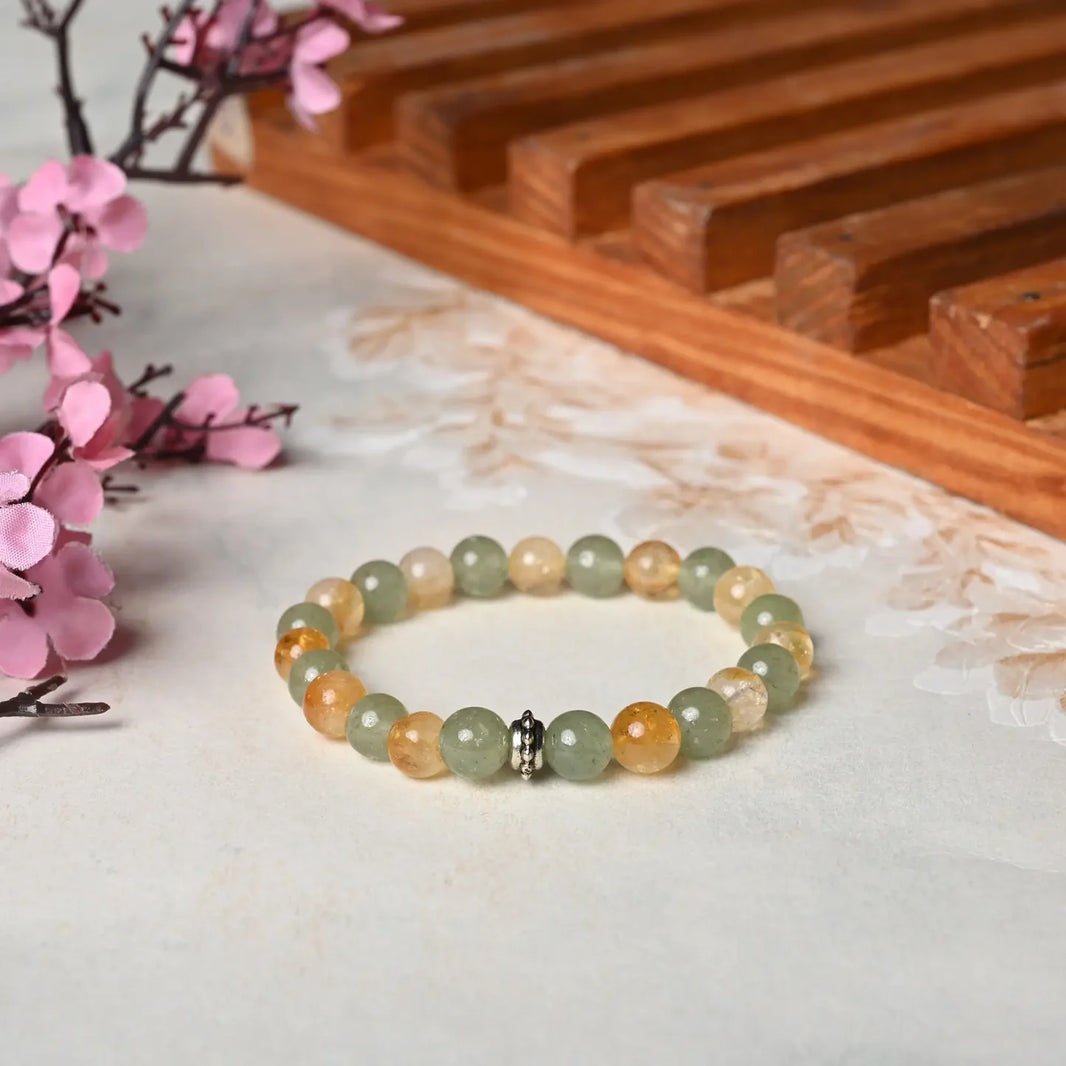 Radiate Positivity with our Aventurine and Citrine Healing Gemstone Bracelet - Elevate Well-Being for Your Loved One - EarthBased