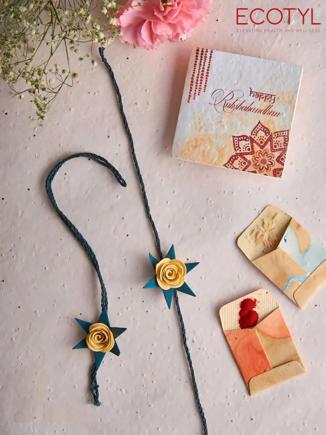 Rakhi Lumba Set | Plantable Seed Paper with Kumkum & Chawal | Set of 4 - EarthBased