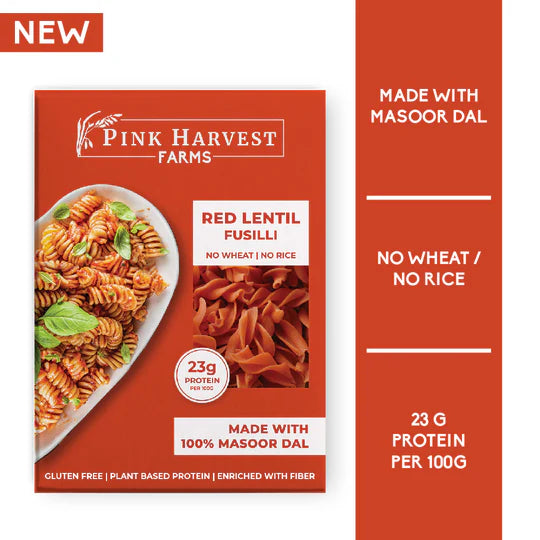 Red Lentil Fusilli Pasta by Pink Harvest - EarthBased