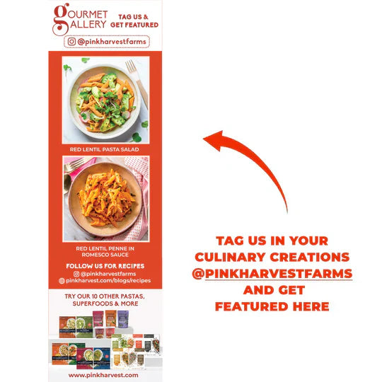 Pink Harvest Farms Red Lentil Pasta | No Rice - No Maida | Vegan | Gluten Free | High Protein | (Red Lentil Penne Pasta - EarthBased
