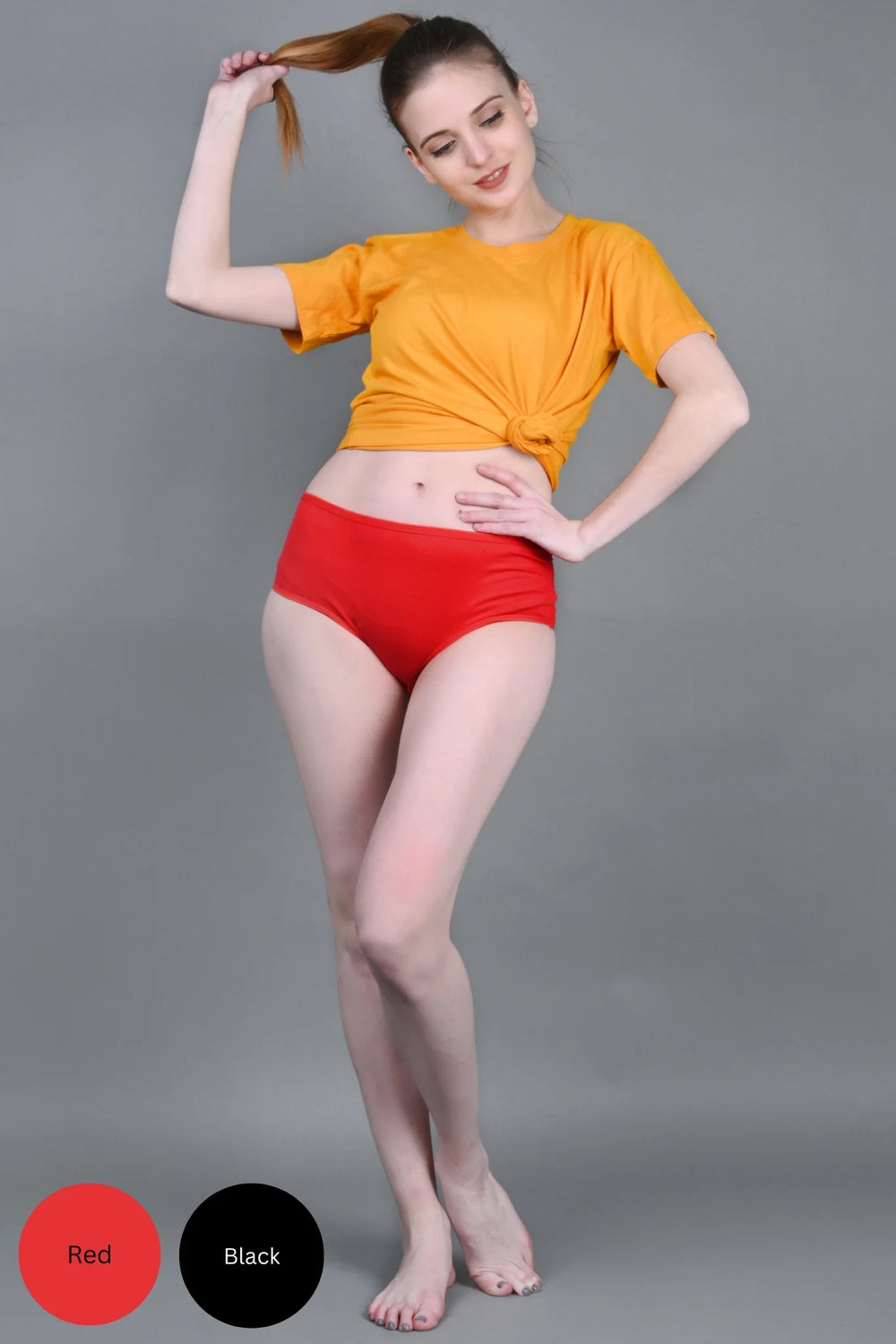 Bamboo Fabric Women's Mid Rise Panty | Red and Black | Pack of 2 - EarthBased