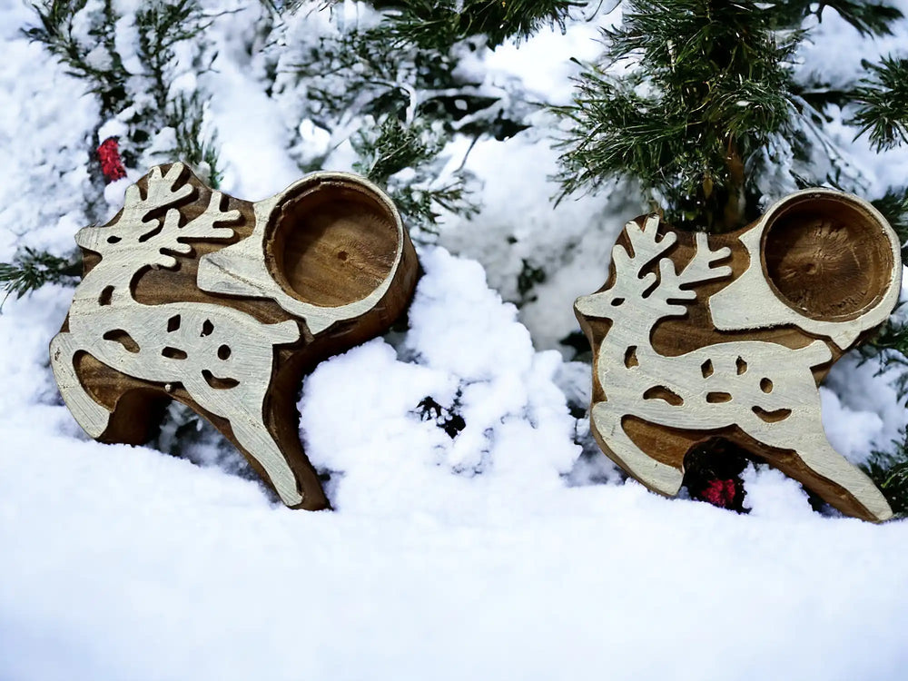 Reindeer tea light holder (set of 2) | ONEarth - EarthBased