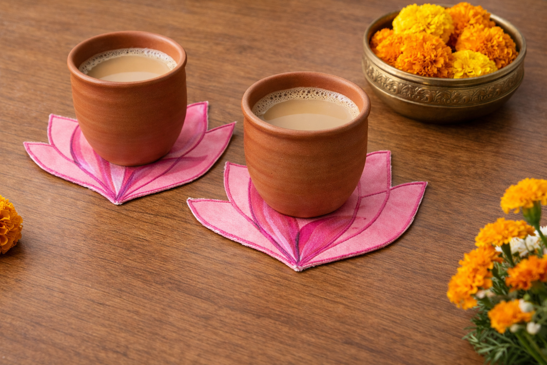 Lotus Fabric Coasters (Set of 4)