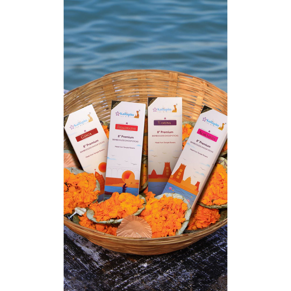 River Series Combo 8″ Premium Dhoop Batti | Incense Sticks (Pack of 4 X 20 Sticks) - EarthBased