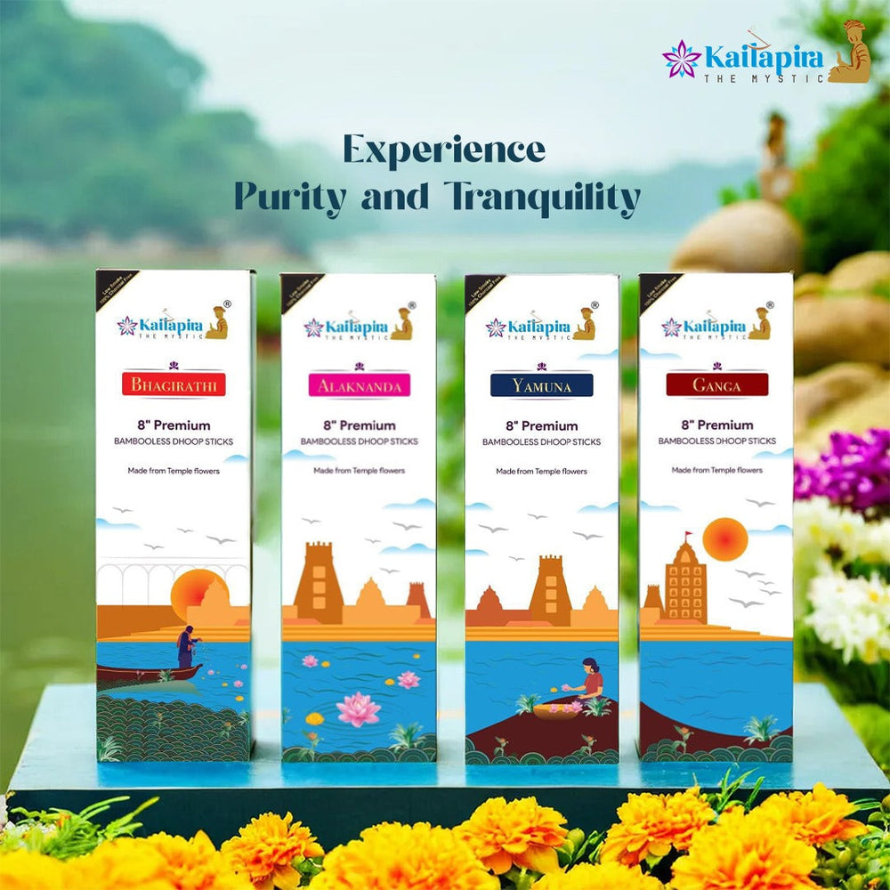 River Series Combo 8″ Premium Dhoop Batti | Incense Sticks (Pack of 4 X 20 Sticks) - EarthBased
