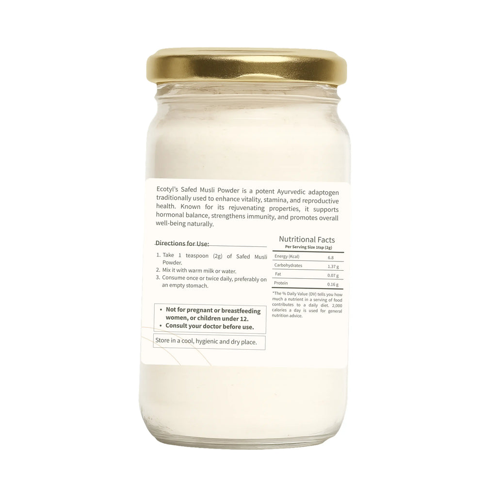 Ecotyl Safed Musli Powder | Boosts Stamina & Immunity | Ayurvedic Herb | 100g - EarthBased