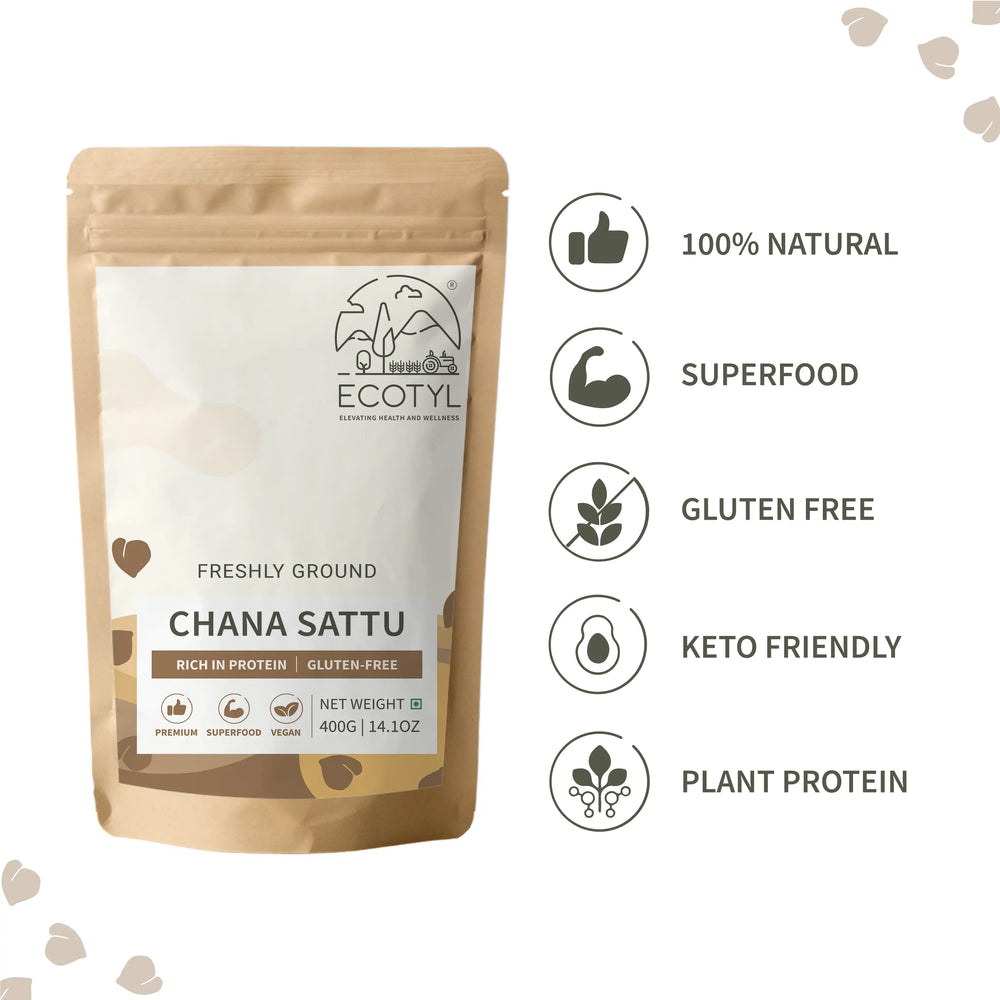 Ecotyl Sattu Powder | Roasted Gram Flour | Plant Based Protein - EarthBased