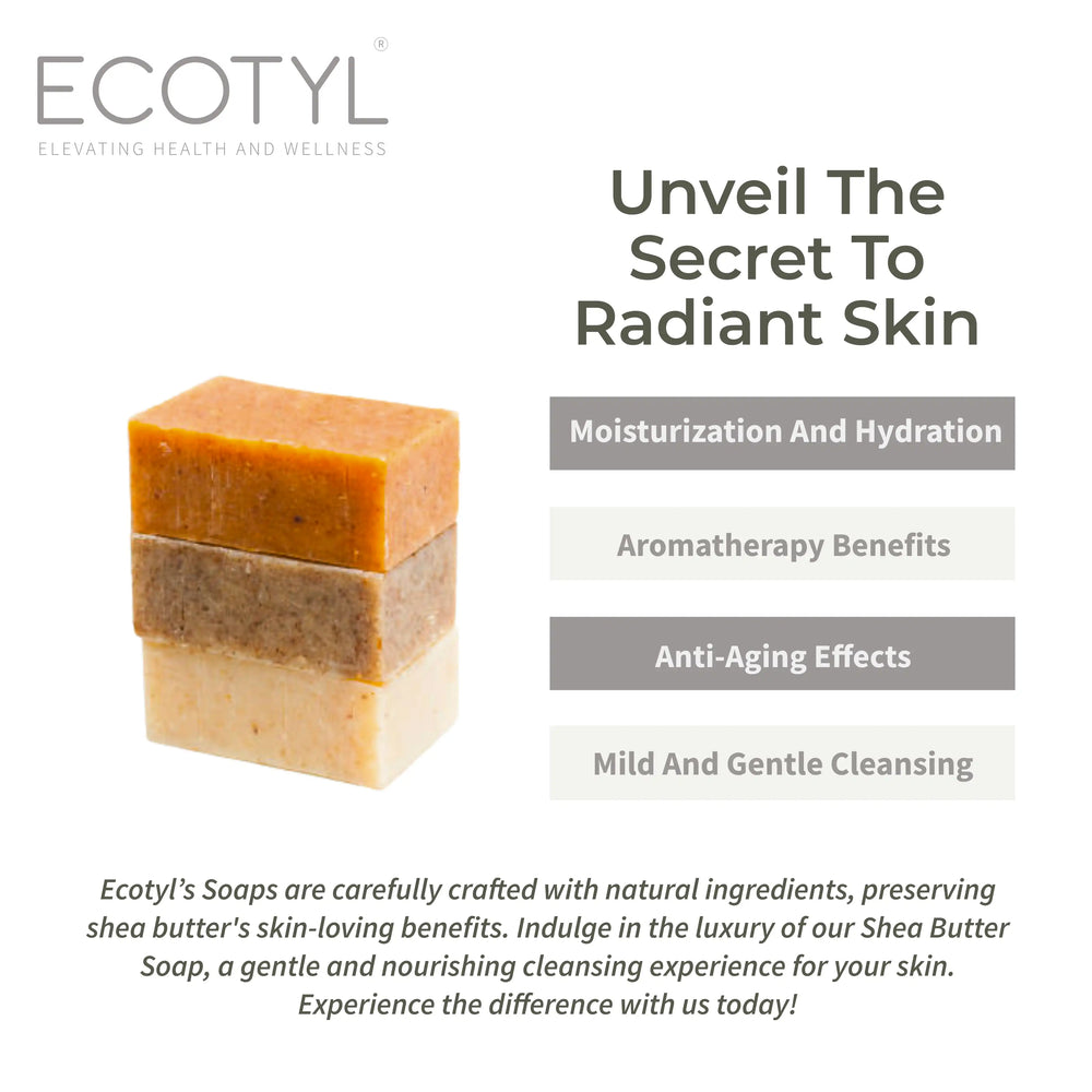 Ecotyl Shea Butter Soaps - Ubtan, Rose & Coffee - Set of 3 - EarthBased