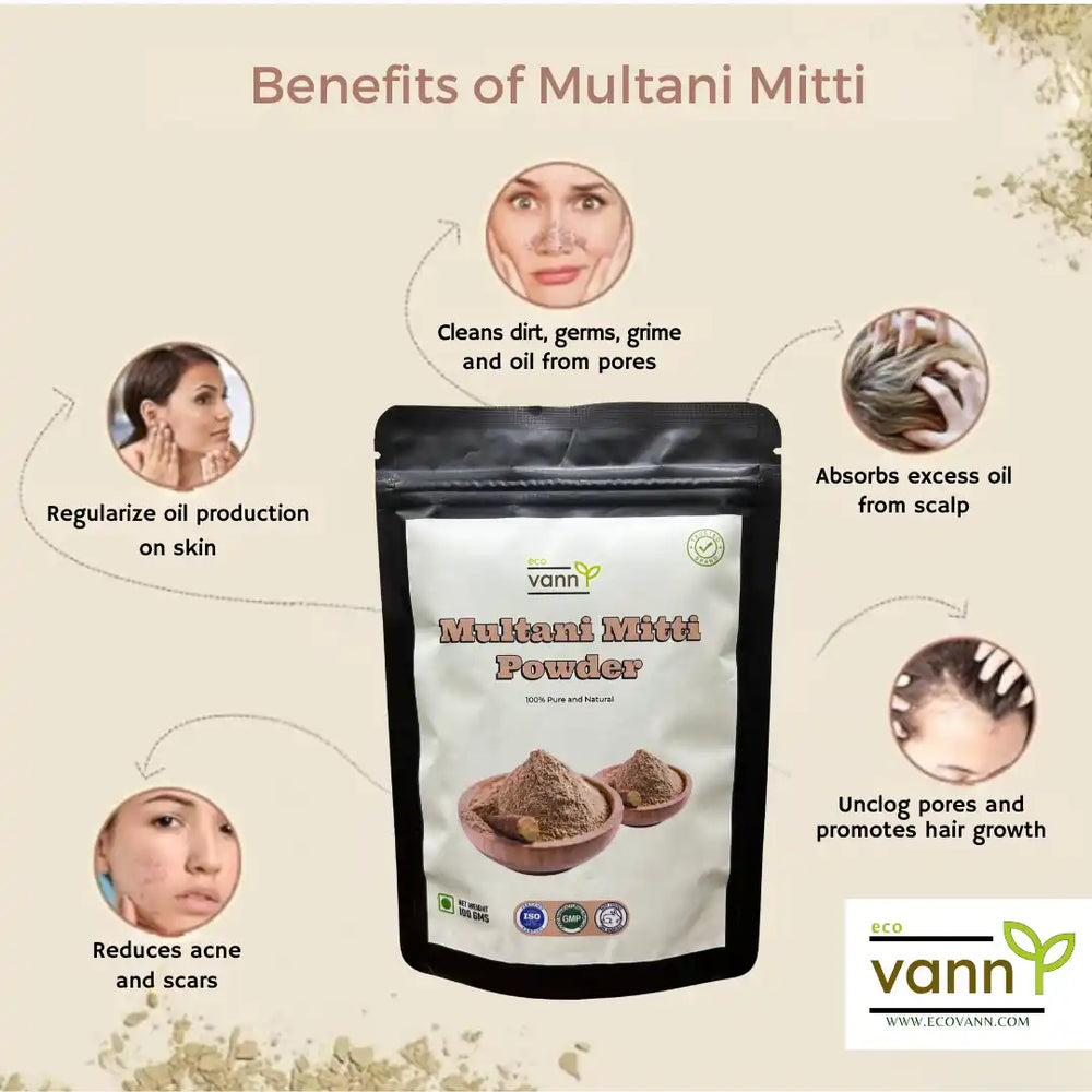 Eco vann Multani Mitti Powder | Pack of 6 - EarthBased