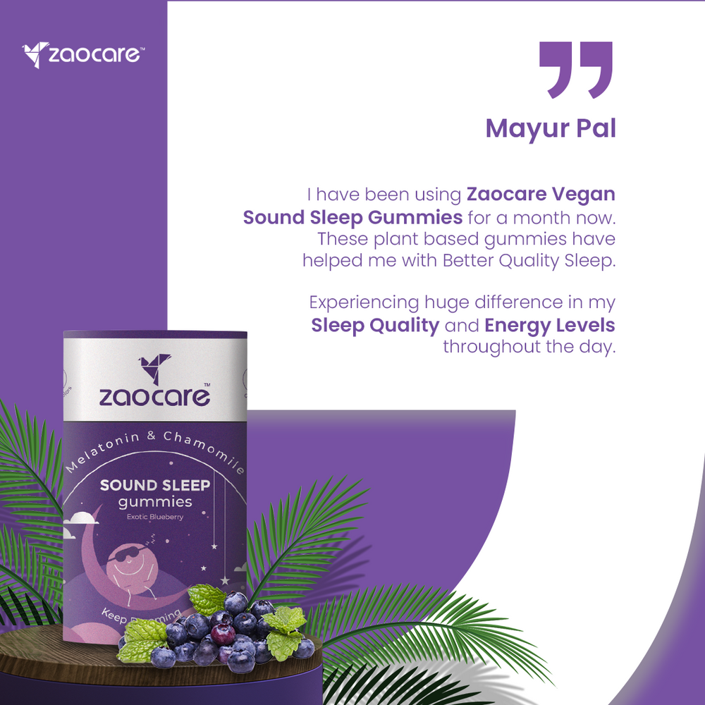 Zaocare Sound Sleep Gummies | Non Habit Forming | Plant Based | With Melatonin, Chamomile & Ashwagandha - EarthBased