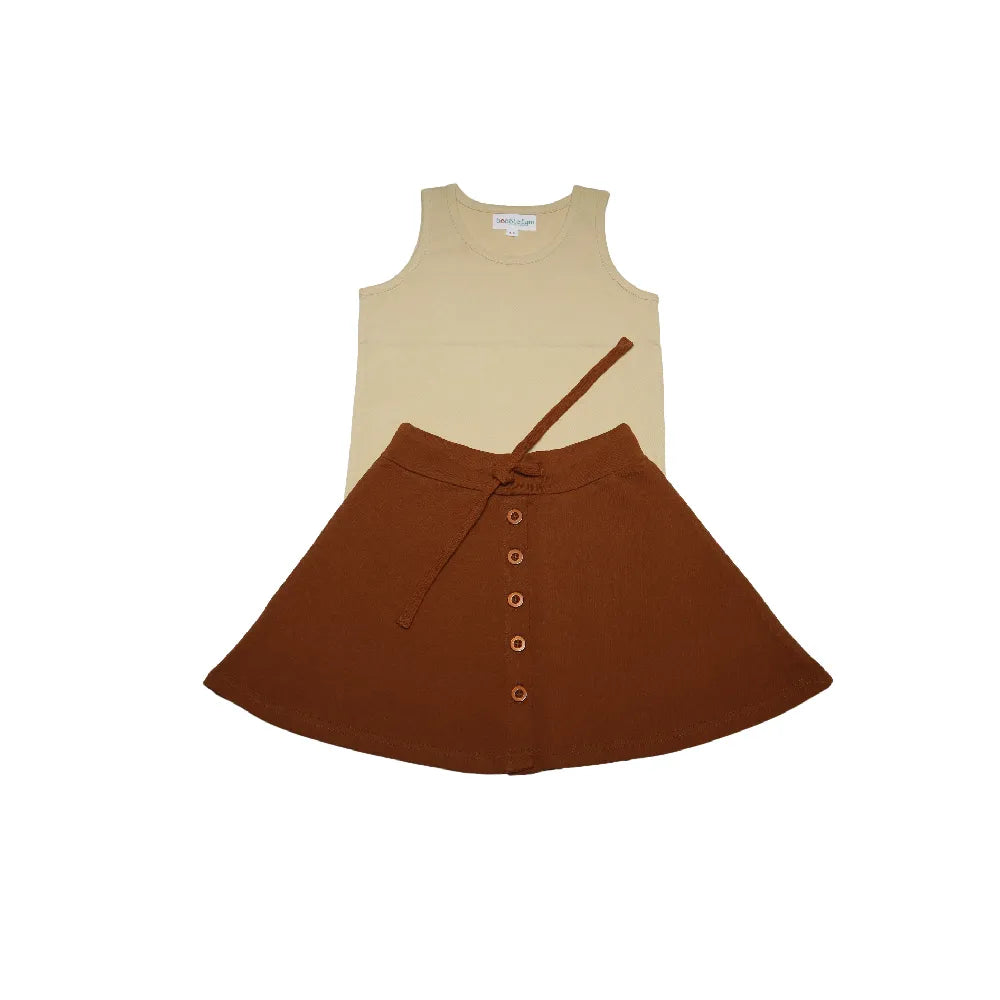 Sleevless top with A-line Skirts set - EarthBased