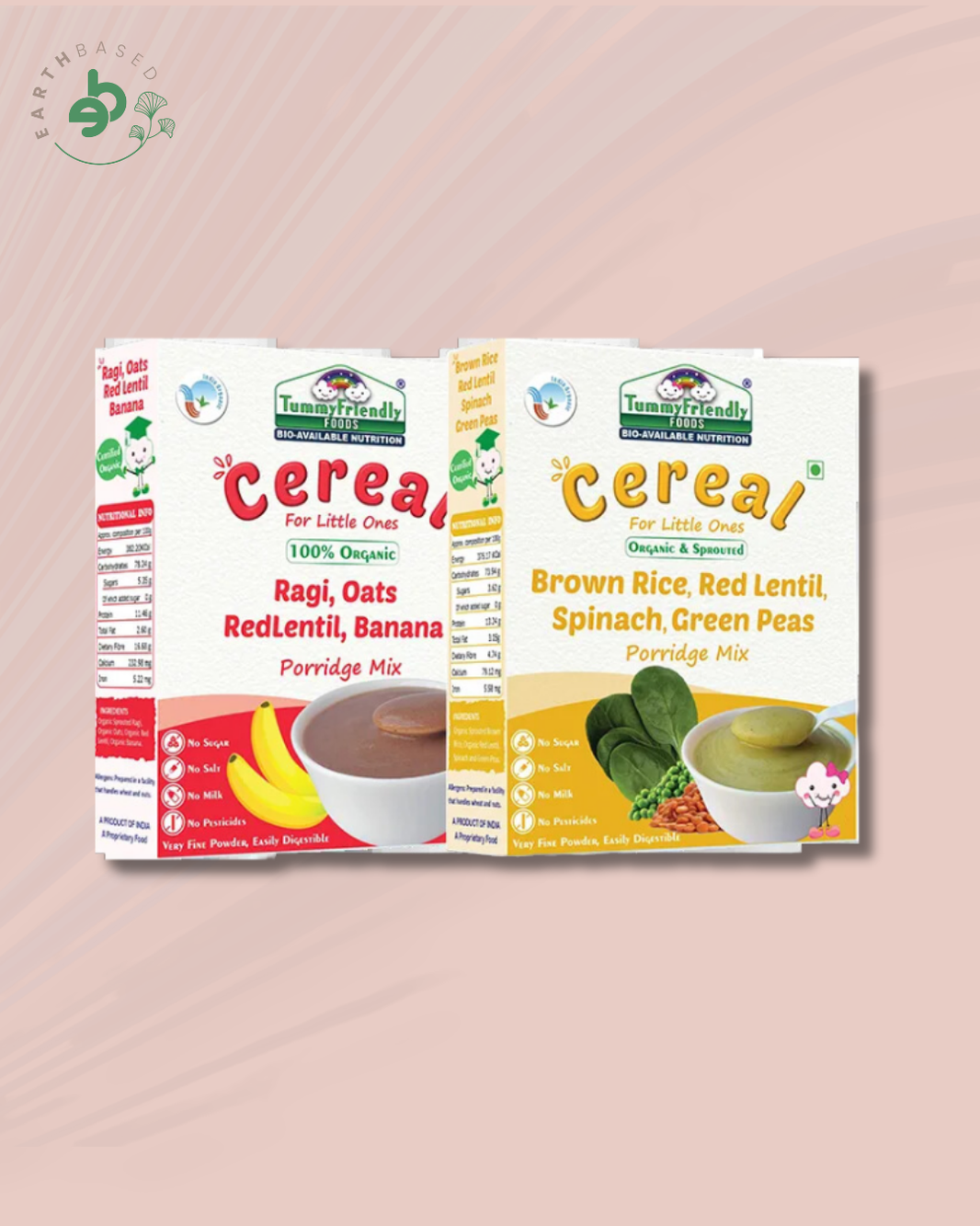 TummyFriendly Foods Certified Stage3 Porridge Mixes | Organic Baby Food for 8 Months Old Baby | Ragi, Brown Rice - 2 Packs, 200g Each (400 g, Pack of 2) - EarthBased