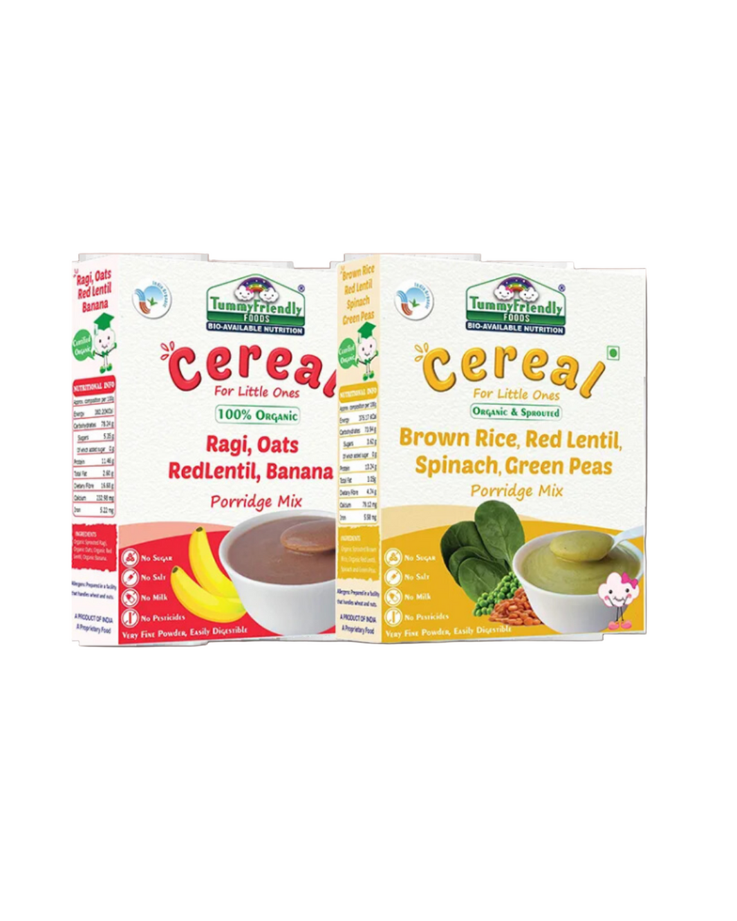 TummyFriendly Foods Certified Stage3 Porridge Mixes | Organic Baby Food for 8 Months Old Baby | Ragi, Brown Rice - 2 Packs, 200g Each (400 g, Pack of 2) - EarthBased