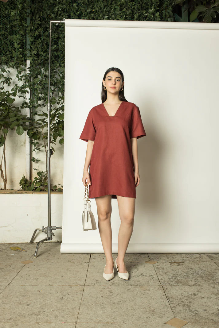 Plunge-Neck Shift Dress - EarthBased