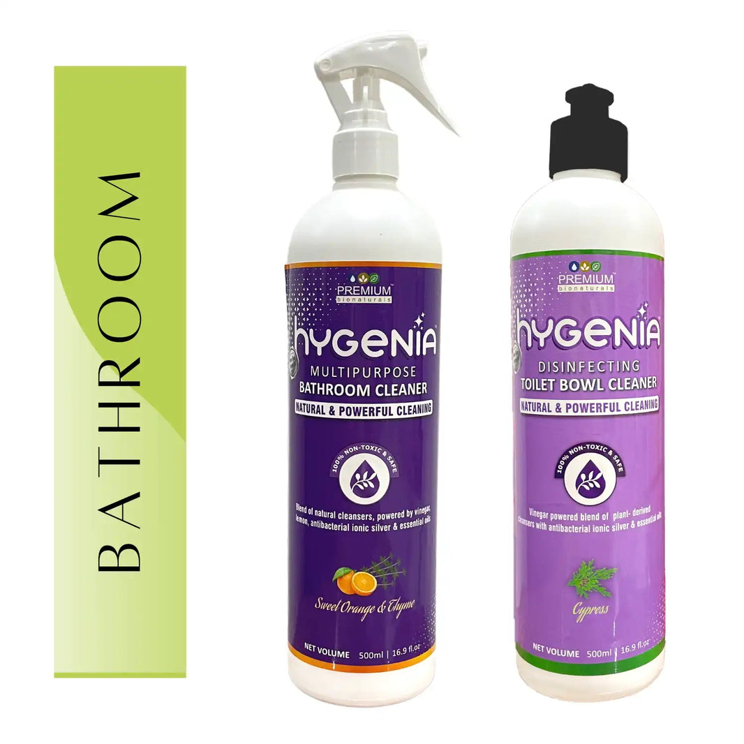 Hygenia Multipurpose Bathroom Cleaner & Disinfecting Toilet Bowl Cleaner - Sweet Orange & Thyme | Cypress 500ml - EarthBased