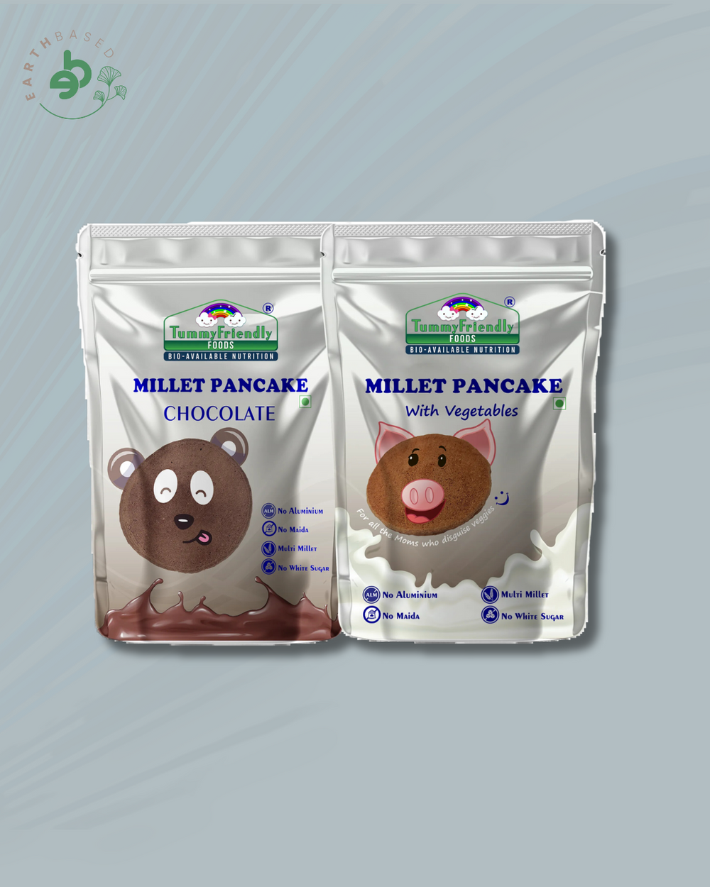 TummyFriendly Foods Millet Pancake Mix - Chocolate, Veggies. HealthyBreakfast. 2 Packs 150g Each Cocoa Powder (2 x 150 g) - EarthBased