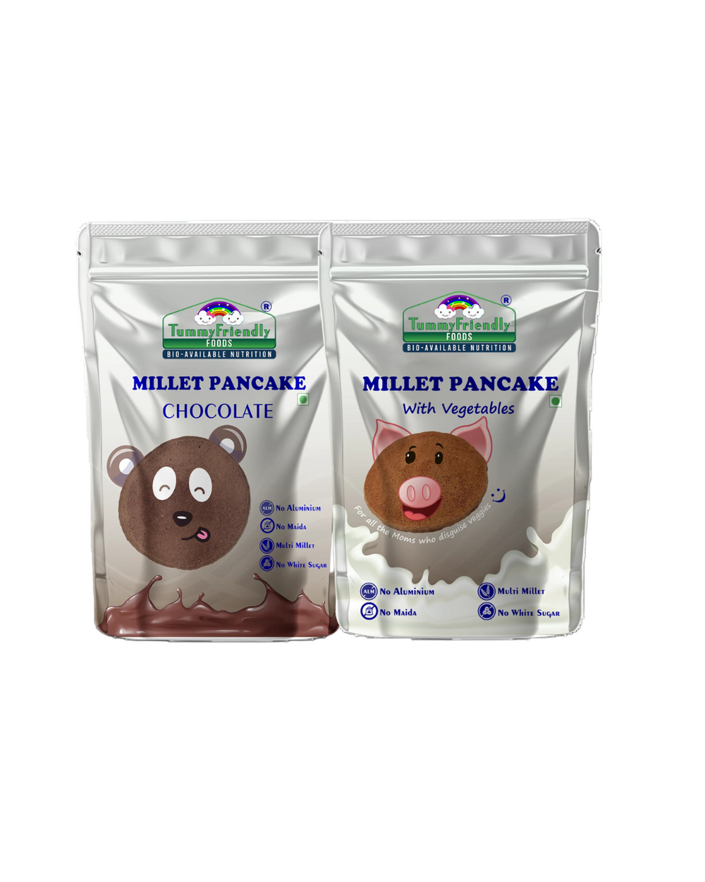 TummyFriendly Foods Millet Pancake Mix - Chocolate, Veggies. HealthyBreakfast. 2 Packs 150g Each Cocoa Powder (2 x 150 g) - EarthBased