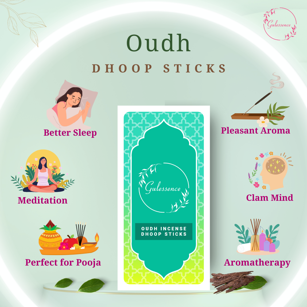 Oudh Bamboo Less Incense Dhoop Sticks | Made from Temple flowers | Gulessence - EarthBased