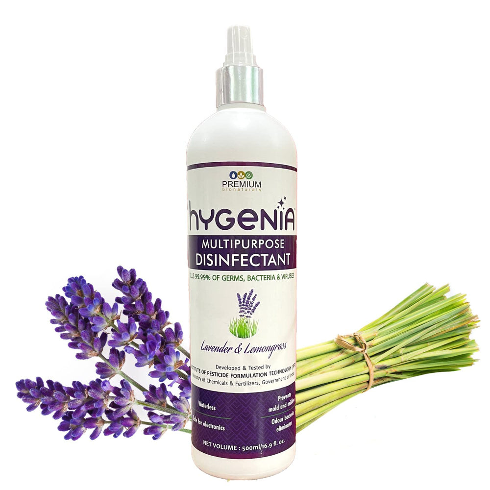 Hygenia Fabric Refresher Disinfectant & Multipurpose Disinfectant Combo - Gardenia & Musk | Lavender & Lemongrass 500ml - EarthBased